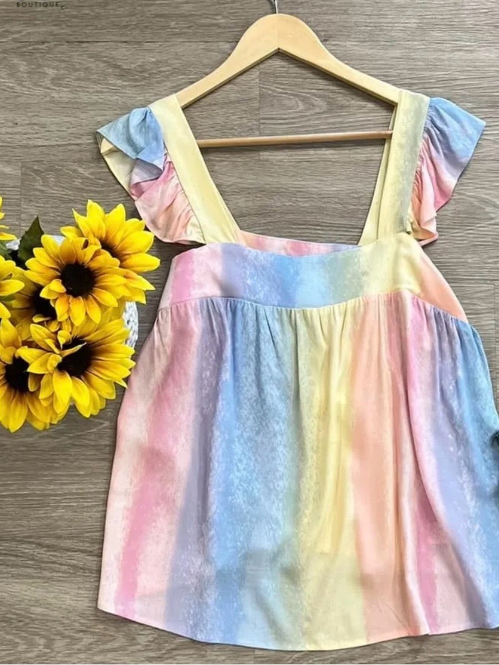 Emily Wonder Pastel Rainbow Ruffle Strap Camisole